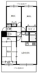 ハイネス八幡 2階3DKの間取り