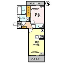 D-ROOM歌川町 2階1LDKの間取り