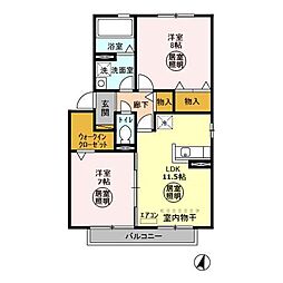 ロイヤルスクエアA 2LDKの間取図画像