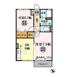 メゾンエクレールC 2DKの間取図画像