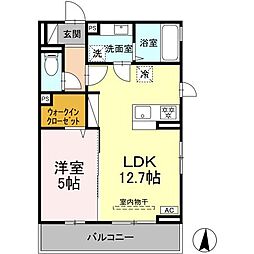 中巨摩郡昭和町飯喰アパート 1LDKの間取図画像