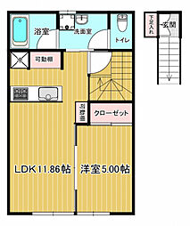 Floraison A(フロレゾン） 2階1LDKの間取り