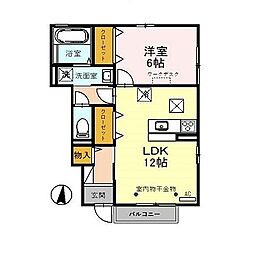 エスポワール伏見A 1LDKの間取図画像