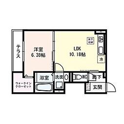 ヴィラリヴィエール 1LDKの間取図画像