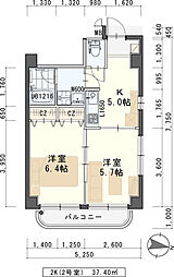 フィオーレ壱番館 2Kの間取図画像