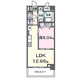 メルベージュ久留米 1LDKの間取図画像