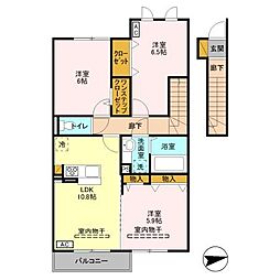 サンメゾン大平　Ｂ 2階3LDKの間取り