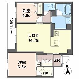 グレイス清水町 2階2LDKの間取り