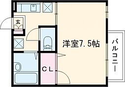 メゾンHAMADA 1階1Kの間取り