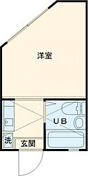 シャトー河辺 ワンルームの間取図画像