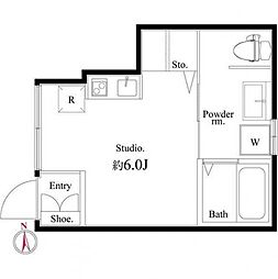 アパルトメント梅丘グランデ 1階ワンルームの間取り