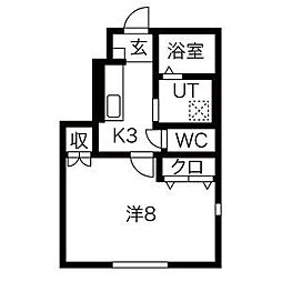 ブルック北上I 1階1Kの間取り