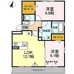 マルベル　N 3階2LDKの間取り