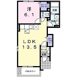 ラフォーレＡ 1階1LDKの間取り