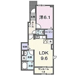 オンブラージュ　フォレスタ 1階1LDKの間取り