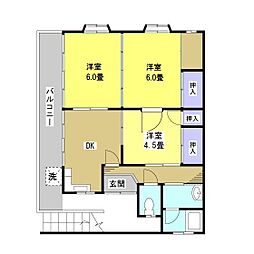 稲建ハイツ 3DKの間取図画像