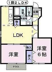 グランデ・ソーレA 2LDKの間取図画像