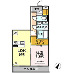 プレセランス牧 1LDKの間取図画像