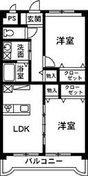 マンションディアコート 2LDKの間取図画像