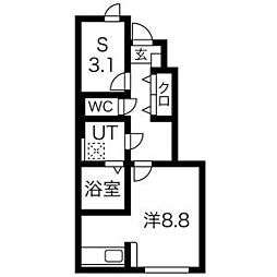 メゾンフェリシテ東根 1階1SKの間取り