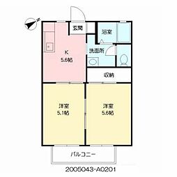 亀崎サイセリヤ 2Kの間取図画像