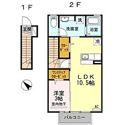 フレールα 1LDKの間取図画像