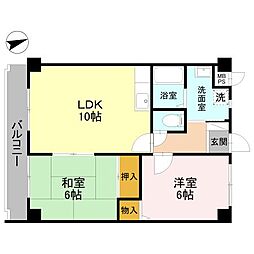 サンライズ三国ヶ丘 2LDKの間取図画像