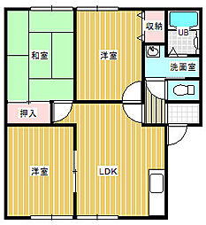サンビレッジ葛原2A棟 3LDKの間取図画像