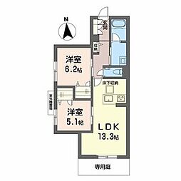 シャーメゾン京都旧二条 2LDKの間取図画像