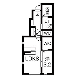 ル・メイユール前九年 1階1LDKの間取り