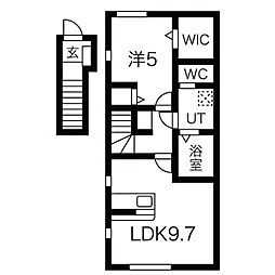 ル・メイユール前九年 2階1LDKの間取り