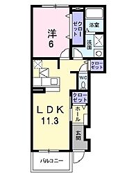 マルタニ・サニー・ハウスA 1LDKの間取図画像