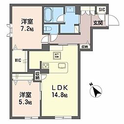 シャーメゾンPremier椿 2LDKの間取図画像