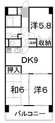 コージュ藏田 3DKの間取図画像