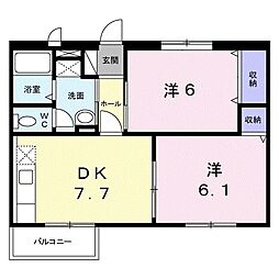 グリーンハイツ池川B 2DKの間取図画像