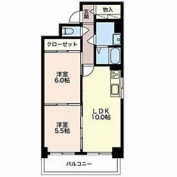 コーポタルトク 2階2LDKの間取り