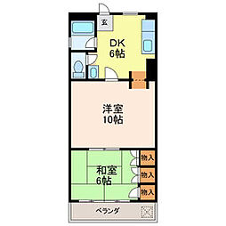 コーポオオサワ2 2DKの間取図画像
