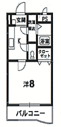 ティラーノG 1Kの間取図画像