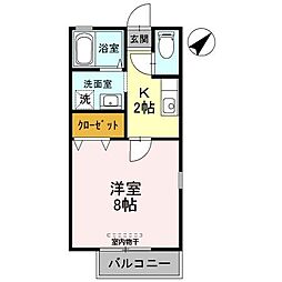 アメニティー 1Kの間取図画像