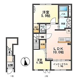 メゾン カメリア 2LDKの間取図画像