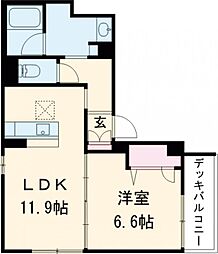 リベルテ猪熊 101 1階1LDKの間取り