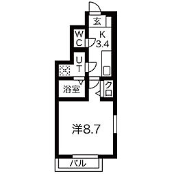 MEZY南仙北 1階1Kの間取り