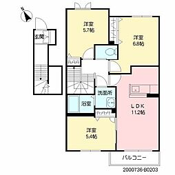 サンミズハB 3LDKの間取図画像