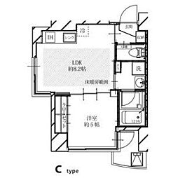 フェリシダ五橋 1LDKの間取図画像