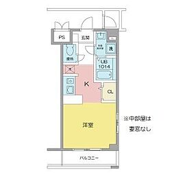 S&F Mansion 1階ワンルームの間取り