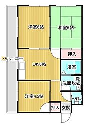 コーポ雅 2階3DKの間取り