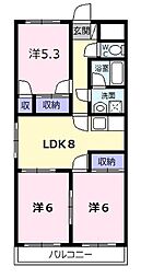 ファミリータウンむらた 4階3DKの間取り