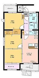 フラワー・ハイツ 3LDKの間取図画像