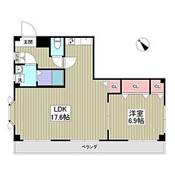 キャッスル東京 1LDKの間取図画像