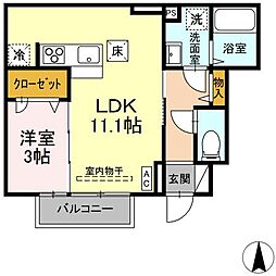 ラブリエサン1 1LDKの間取図画像